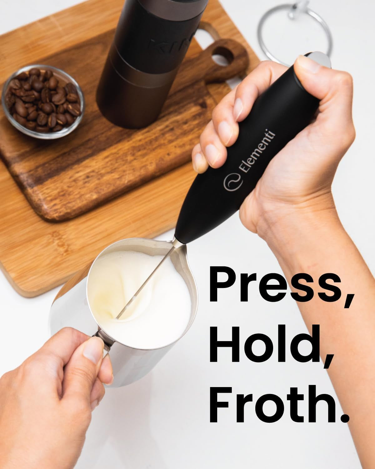 Milk Frother Handheld Electric Matcha Whisk (Black), Electric Milk Frother for Coffee Frother Electric Handheld Drink Mixer, Hand Frother Milk Foamer, Foam Maker for Coffee Stirrers