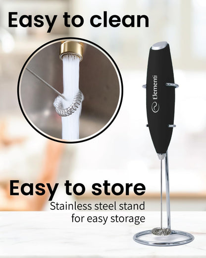 Milk Frother Handheld Electric Matcha Whisk (Black), Electric Milk Frother for Coffee Frother Electric Handheld Drink Mixer, Hand Frother Milk Foamer, Foam Maker for Coffee Stirrers